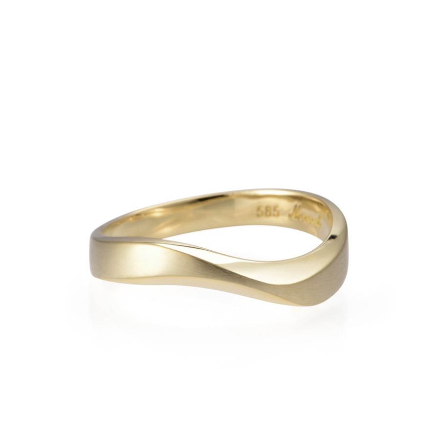 Stream wave II ring (L) 14k gold hairline