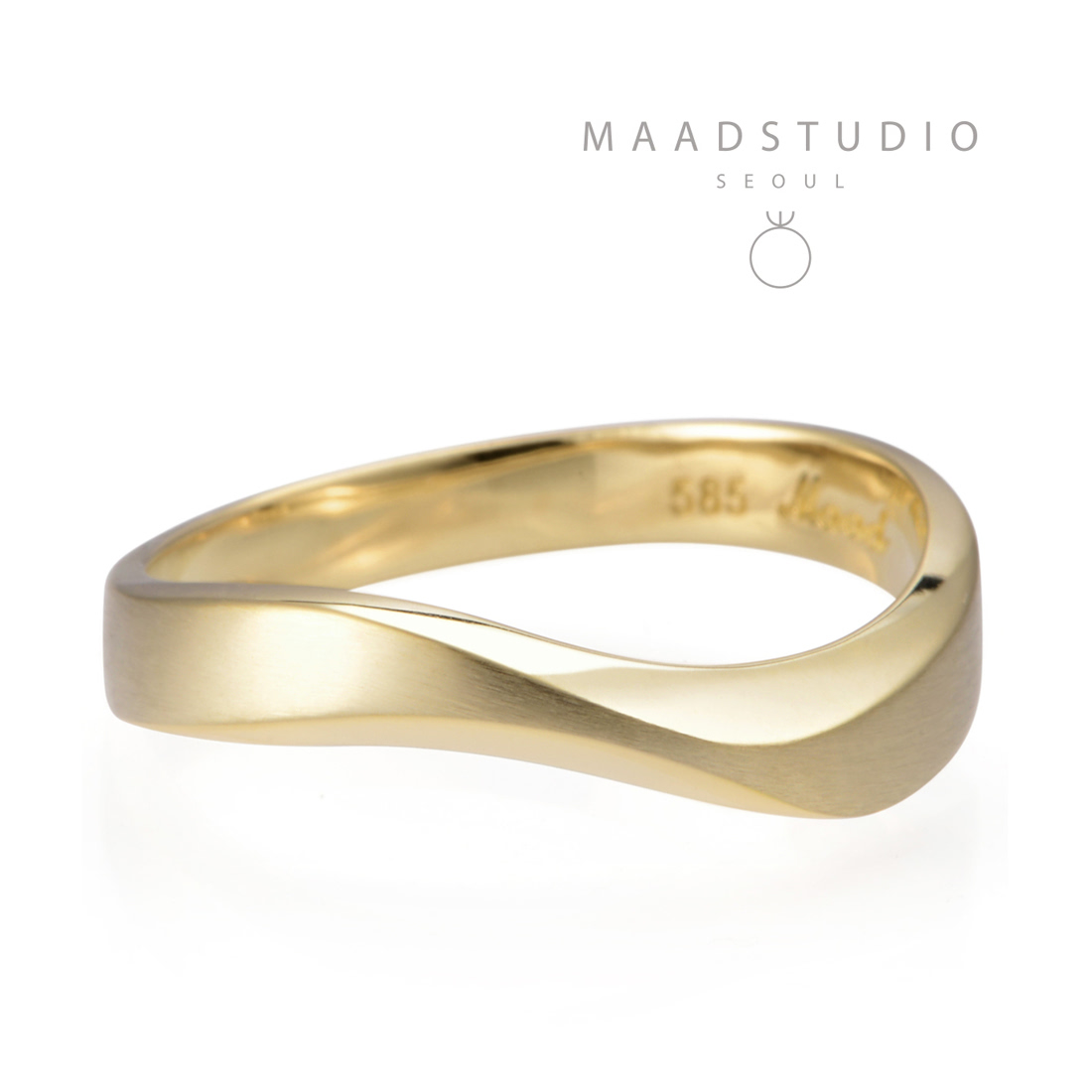 Stream wave II ring (L) 14k gold hairline