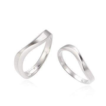 Stream wave II couple ring Set (M&S) Sterling silver hairline