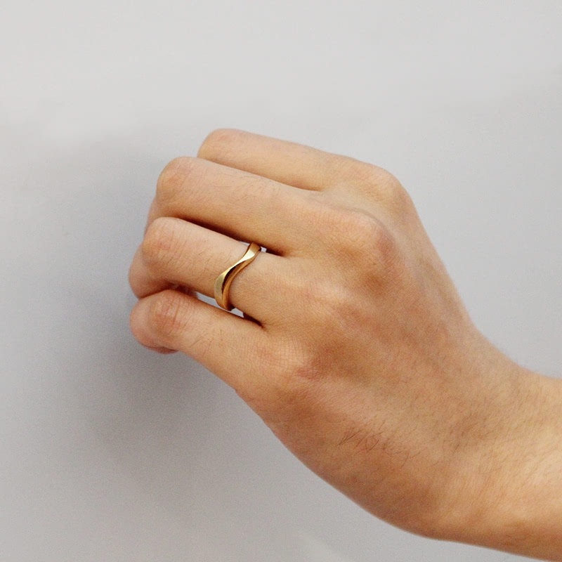 Stream wave II wedding ring Set (M&S) 14k gold hairline