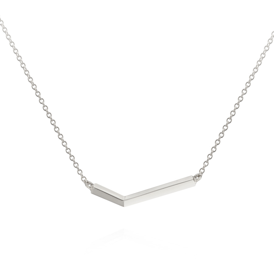 Check II necklace (S_slim) 14k White gold