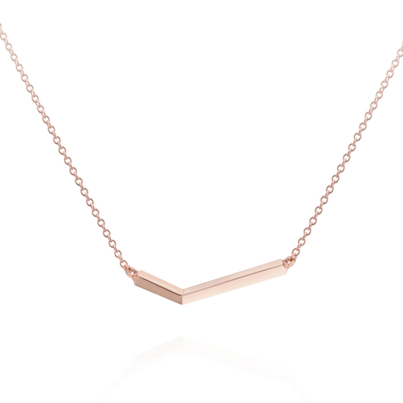 Check II necklace (S_slim) 14k Red gold