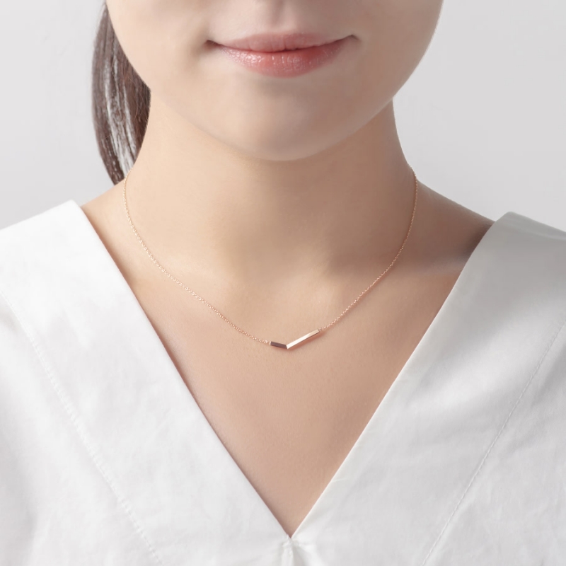 Check II necklace (S_slim) 14k Red gold
