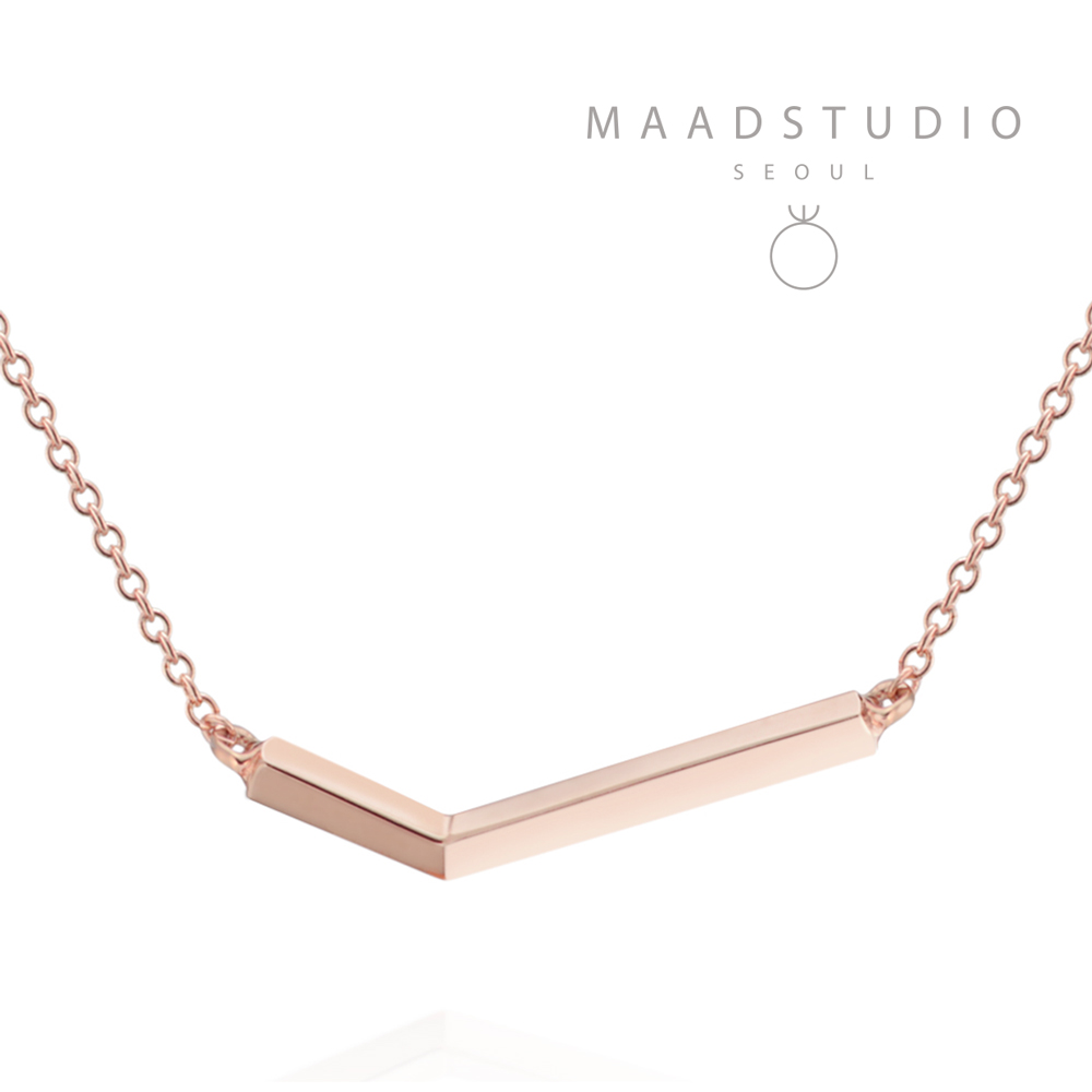 Check II necklace (S_slim) 14k Red gold