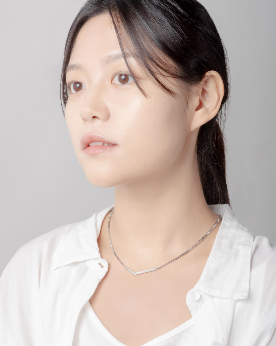 체크II 목걸이 (소_2mm고리체인) Silver