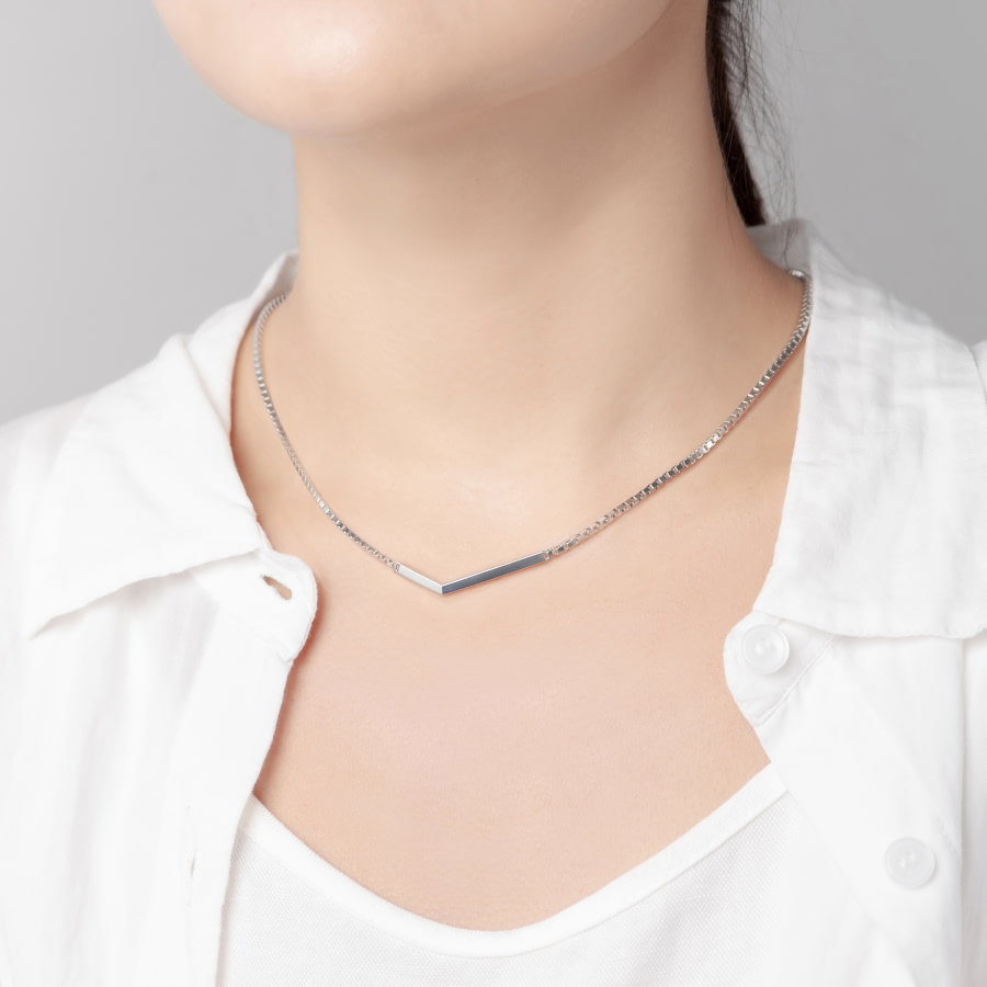 체크II 목걸이 (소_2mm고리체인) Silver