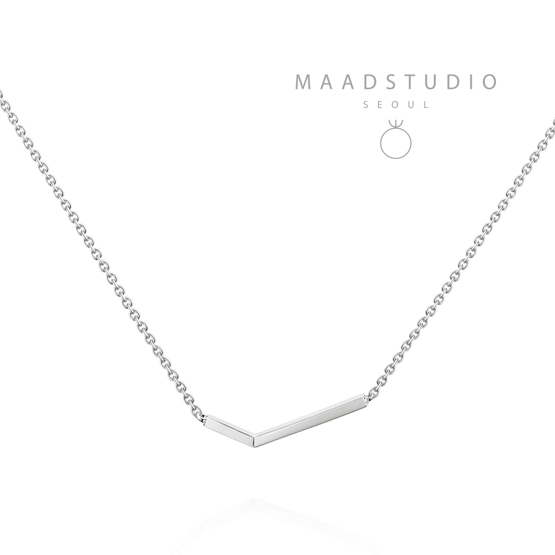 Check II necklace (S) Sterling silver 2mm Link chain