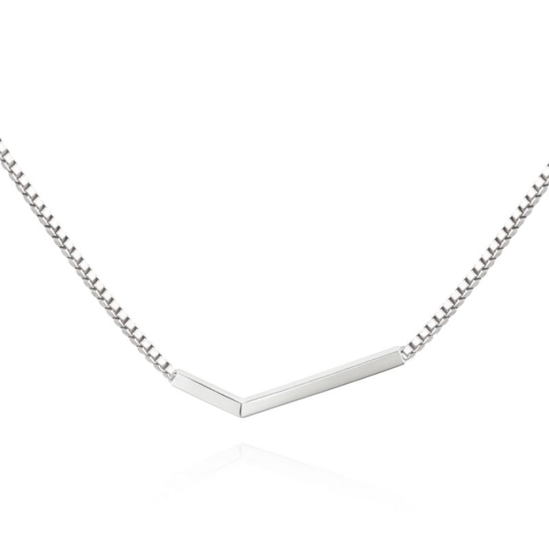 Check II necklace (S) Sterling silver 2mm Box chain