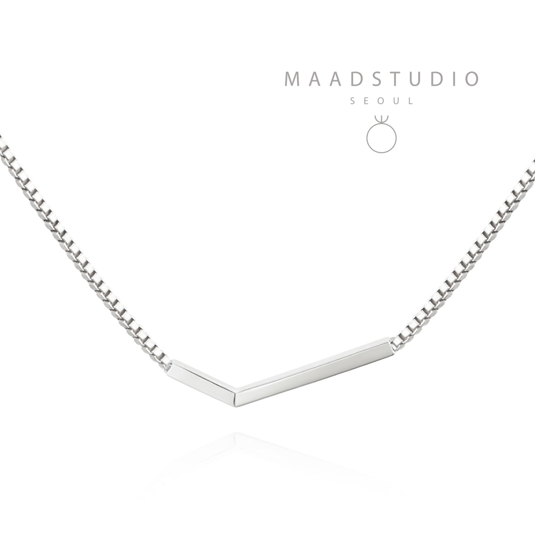 Check II necklace (S) Sterling silver 2mm Box chain