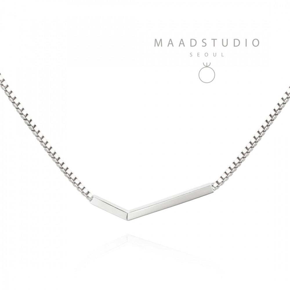 Check II necklace (S) Sterling silver 2mm Box chain