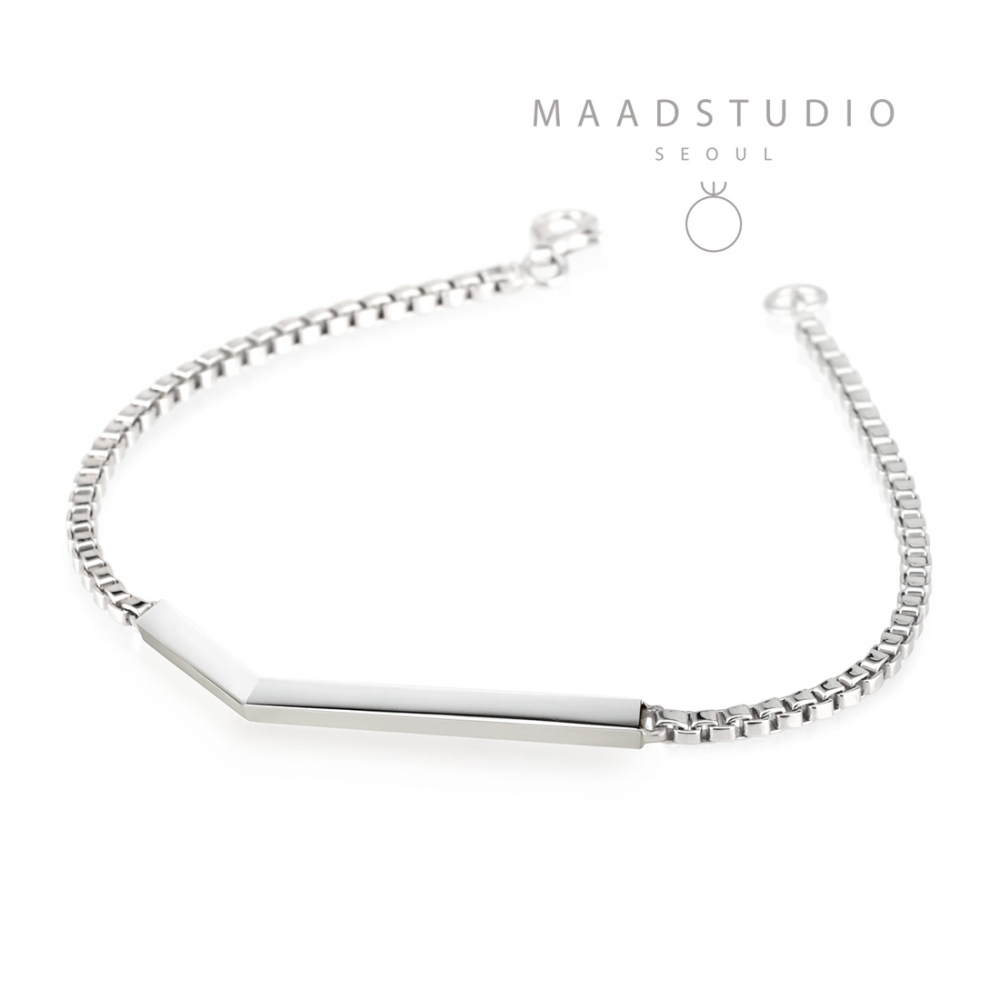 Check II bracelet (S) Sterling silver 2mm Box chain