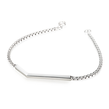 Check II bracelet (S) Sterling silver 2mm Box chain