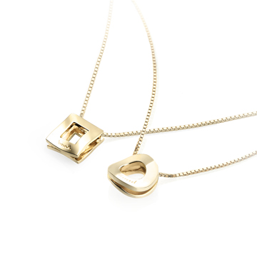 Kyul & Yeon II twin couple pendant Set (S&S) 14k gold