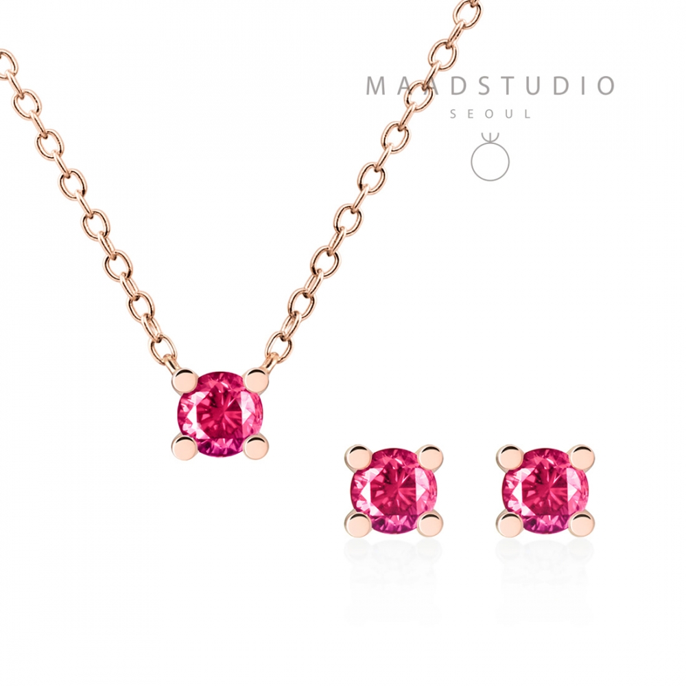 MR 오벌 솔리테어 Set 14k 레드골드 ruby 0.2ct