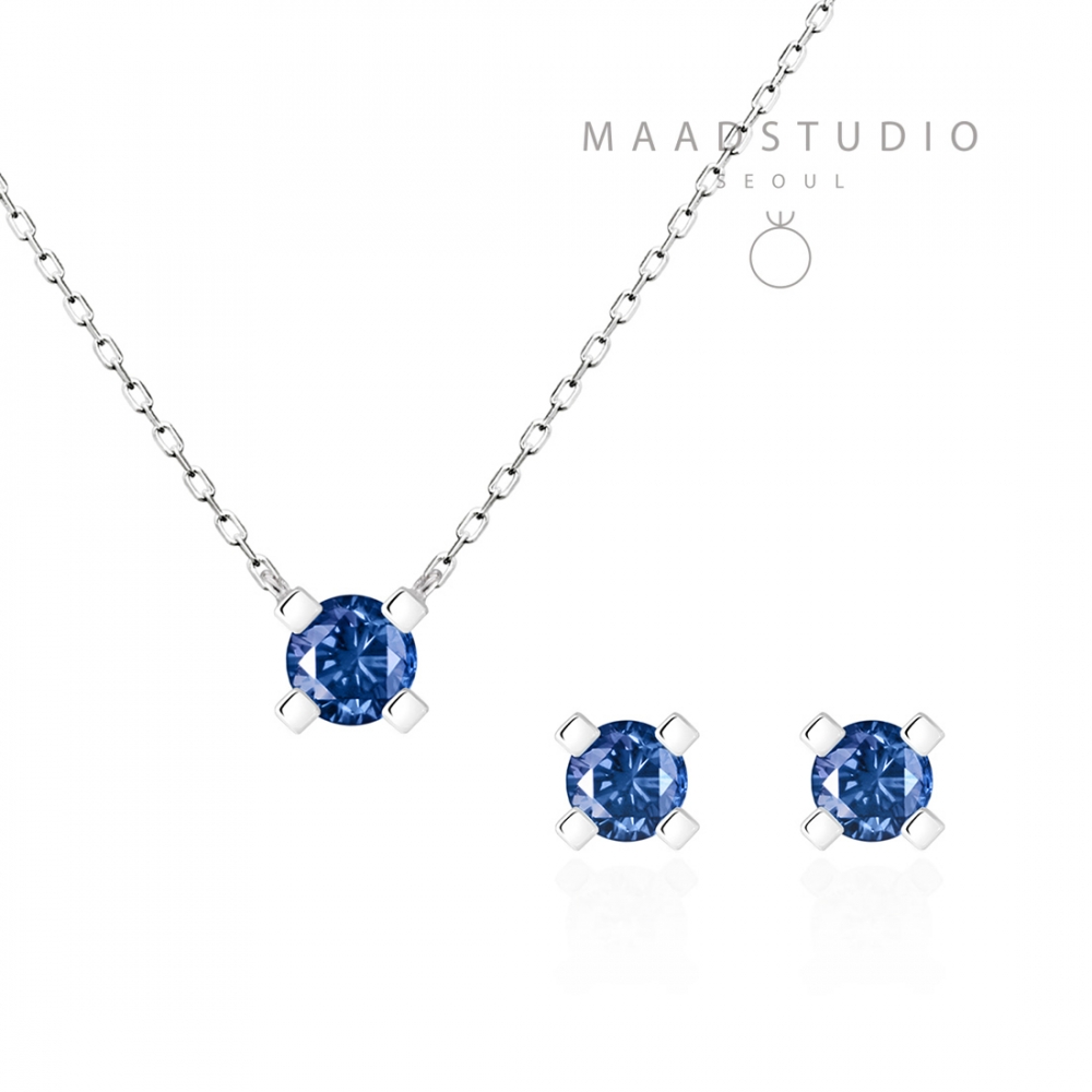 MR 스퀘어 솔리테어 Set 14k 화이트골드 sapphire 0.2ct