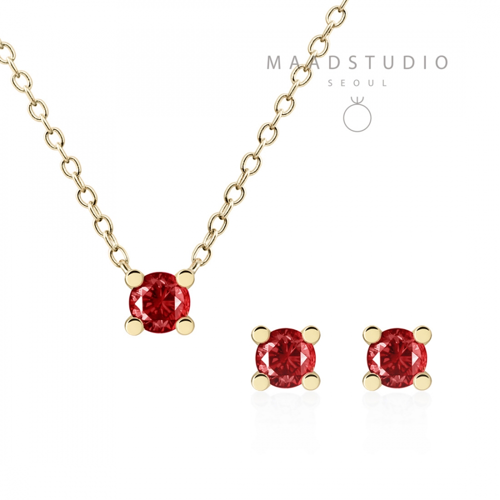 MR 오벌 솔리테어 Set 14k garnet 0.2ct