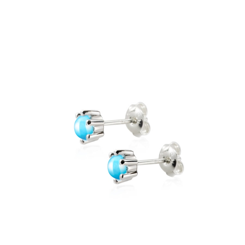 Dandelion pendant & earring Set blue turquoise 0.3ct Sterling silver