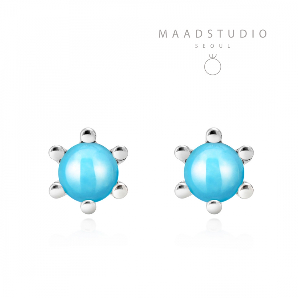 Dandelion earring blue turquoise 0.3ct Sterling silver