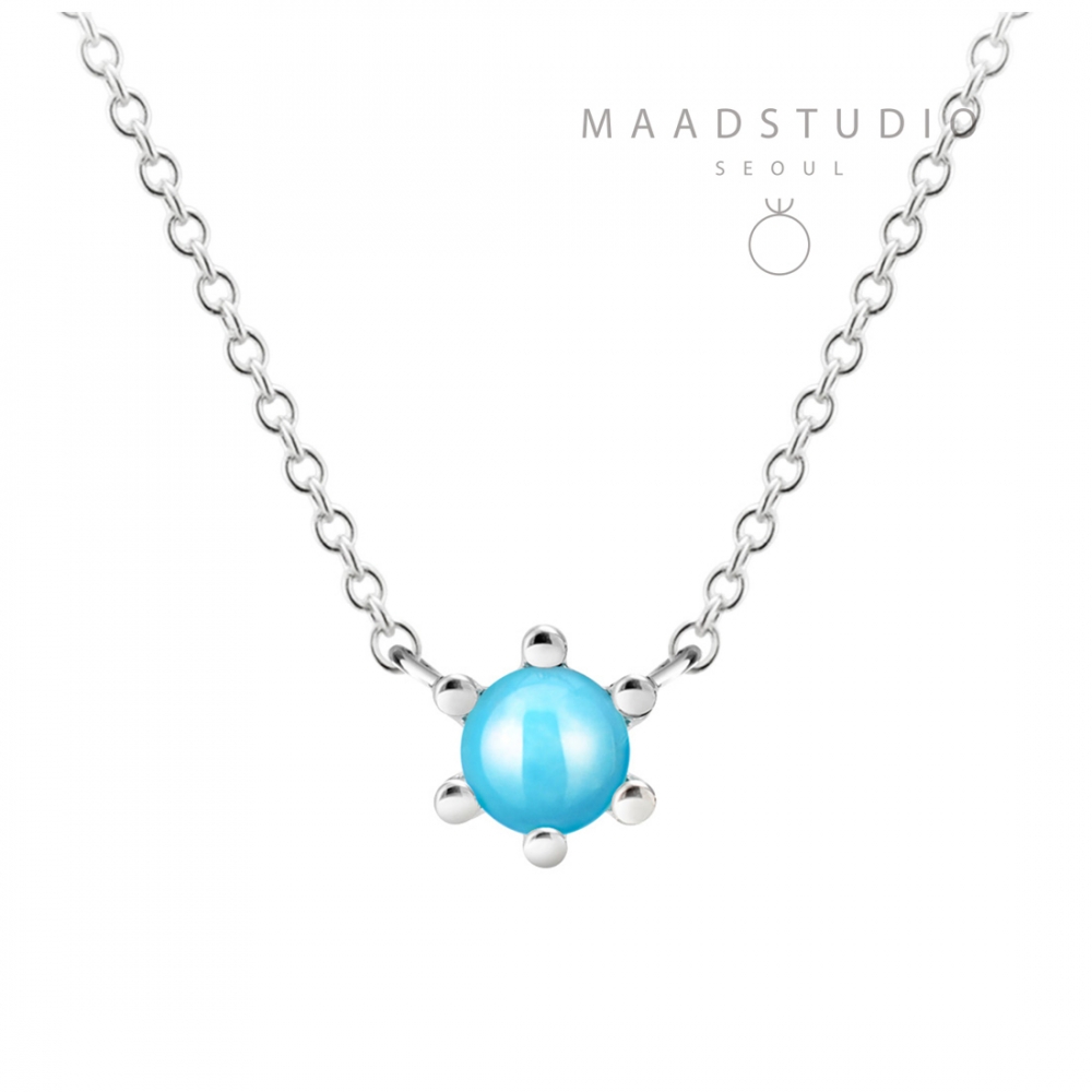 Dandelion pendant blue turquoise 0.3ct Sterling silver