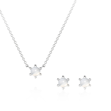 Dandelion pendant & earring Set blue moonstone 0.3ct Sterling silver