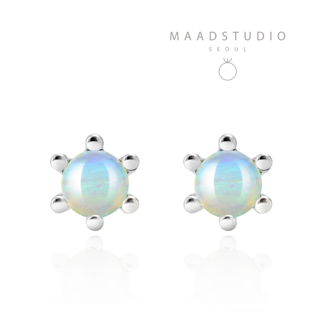 Dandelion earring blue opal 0.3ct Sterling silver