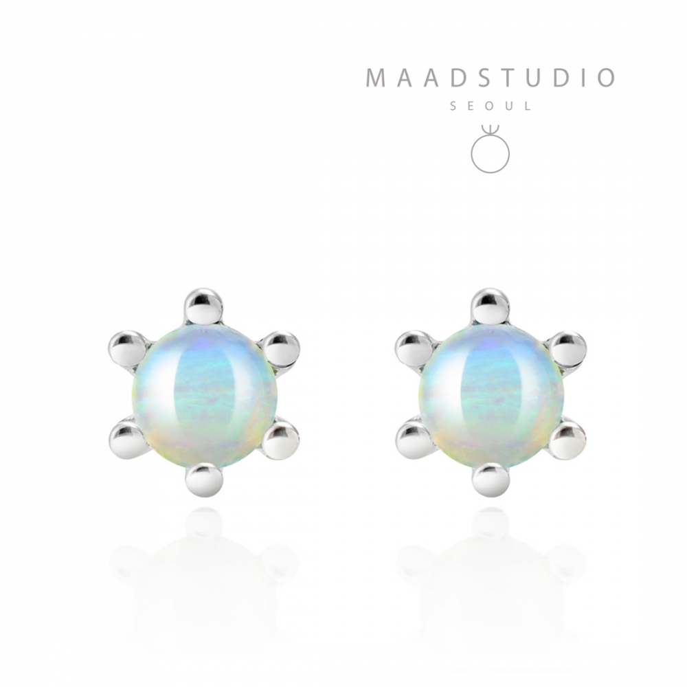 Dandelion earring blue opal 0.3ct Sterling silver