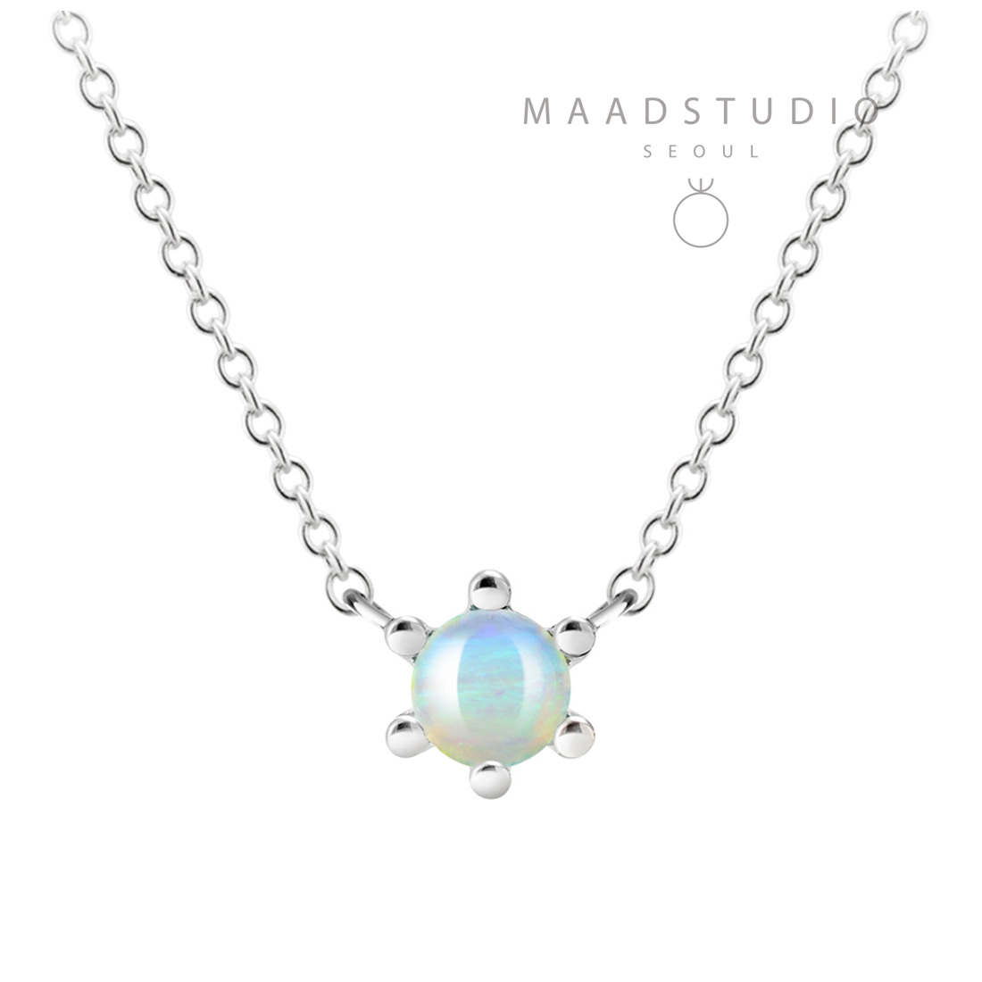 Dandelion pendant blue opal 0.3ct Sterling silver