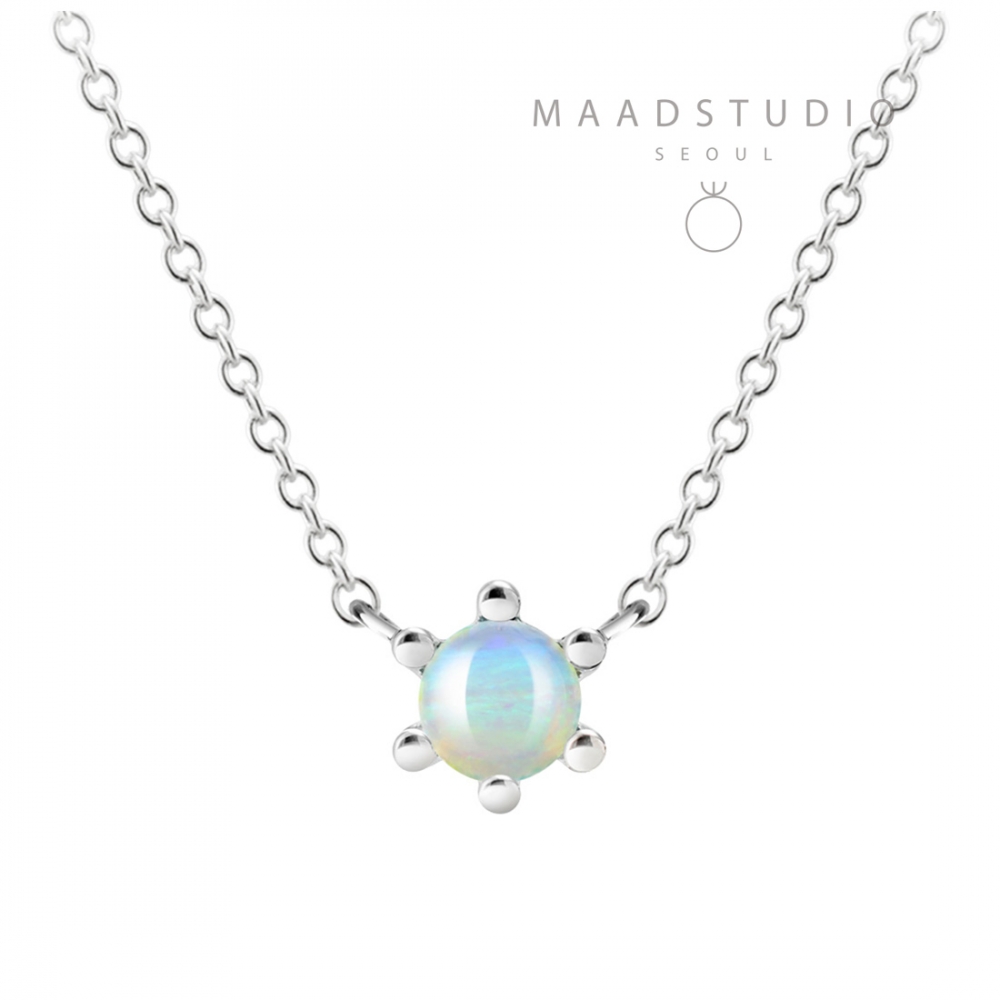 Dandelion pendant blue opal 0.3ct Sterling silver