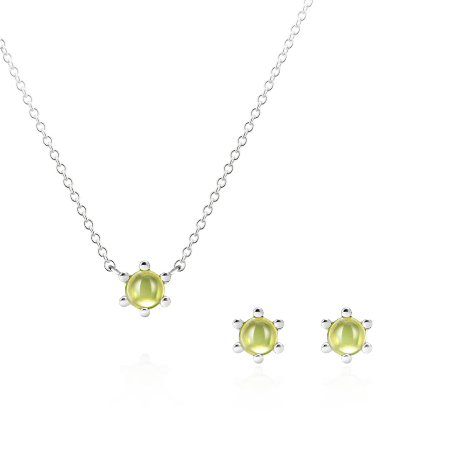 Dandelion pendant & earring Set blue peridot 0.3ct Sterling silver