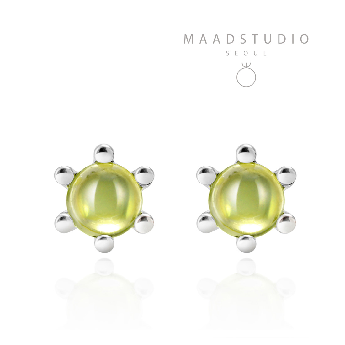 Dandelion earring blue peridot 0.3ct Sterling silver