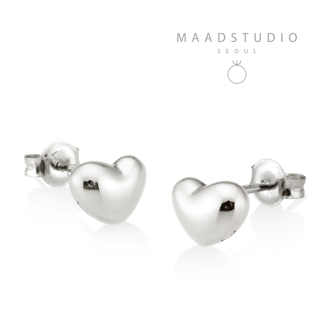 Cumulus heart earring (S) 14k White gold