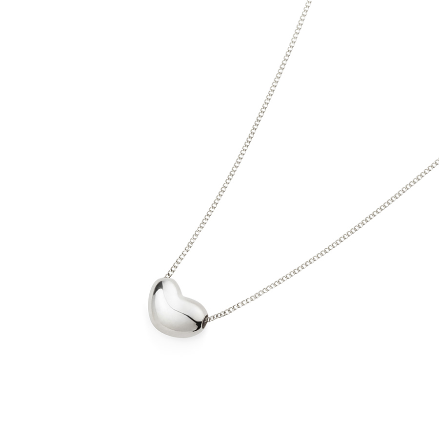 구름하트 목걸이 (소) 14k 화이트골드