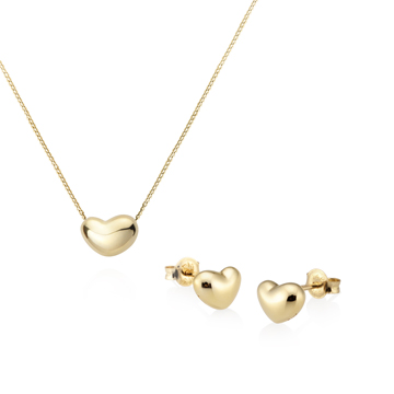 Cumulus heart pendant & earring Set (S&S) 14k gold