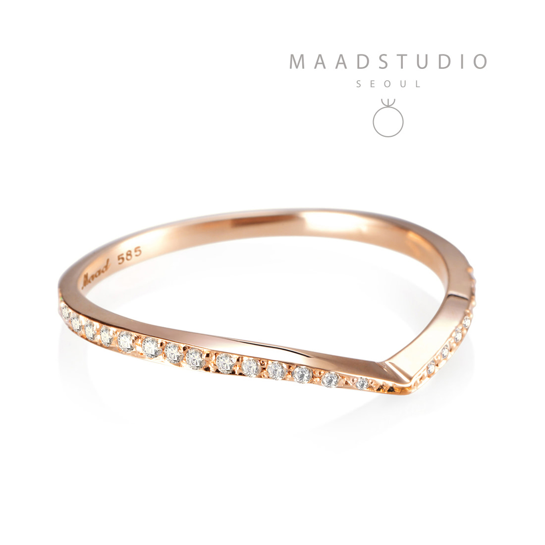 Check II ring (S) 14k Red gold CZ