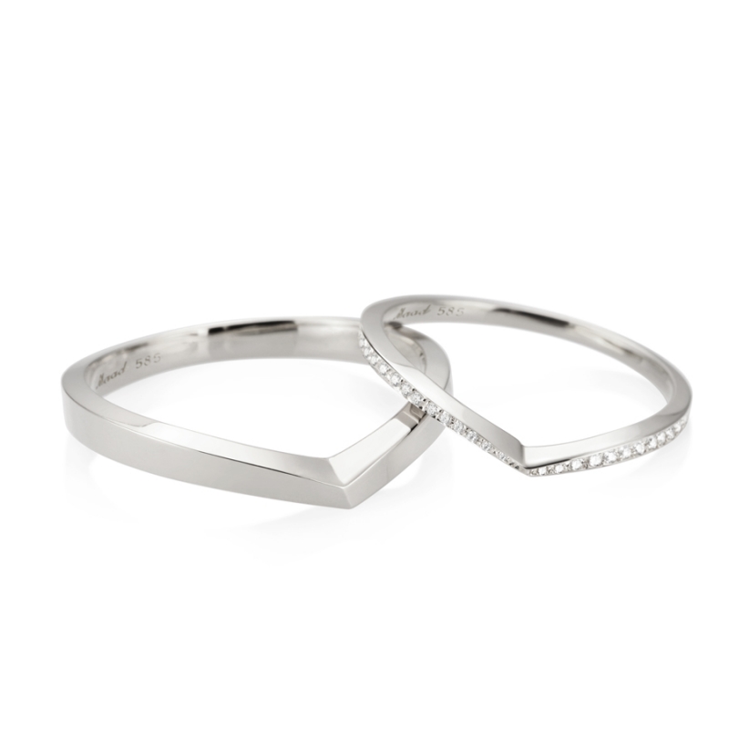 Check II wedding ring Set (M&S) 14k White gold CZ