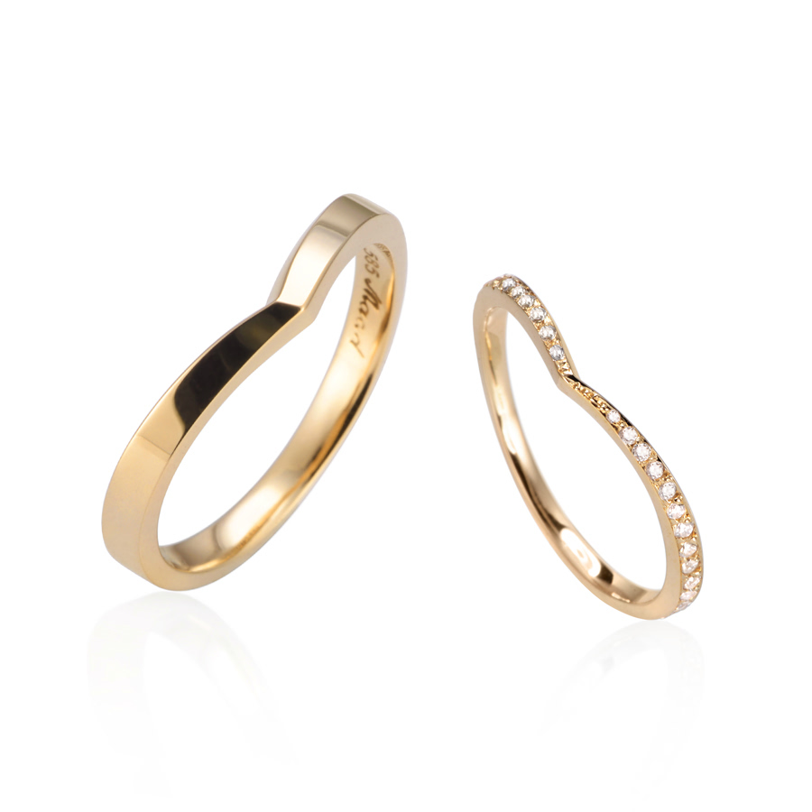 Check II wedding ring Set (M&S) 14k gold CZ