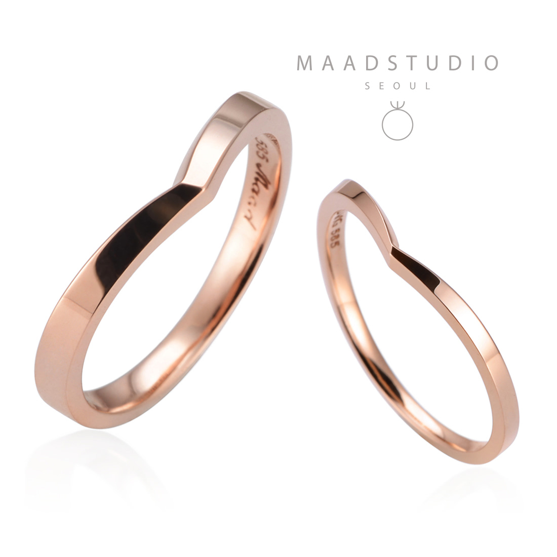 Check II wedding ring Set (M&S) 14k Red gold