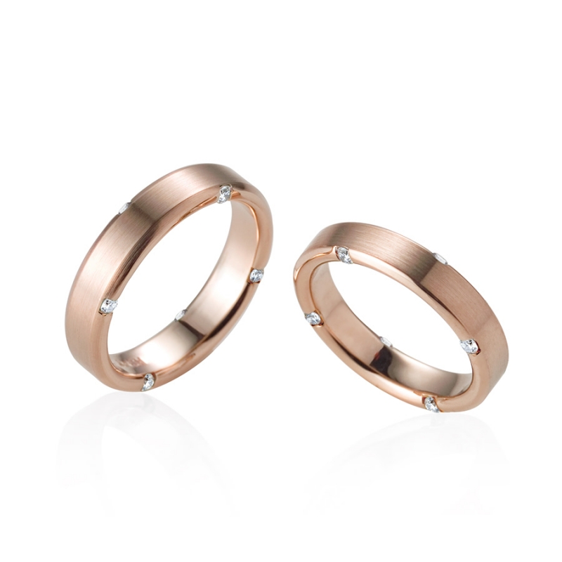 Guidance wedding ring Set (L&S) 14k Red gold CZ