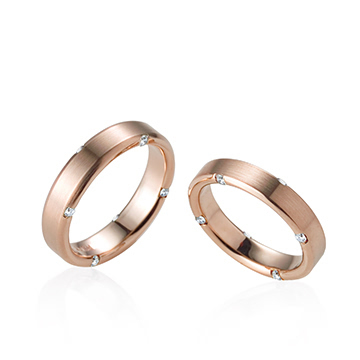 Guidance wedding ring Set (L&S) 14k Red gold CZ