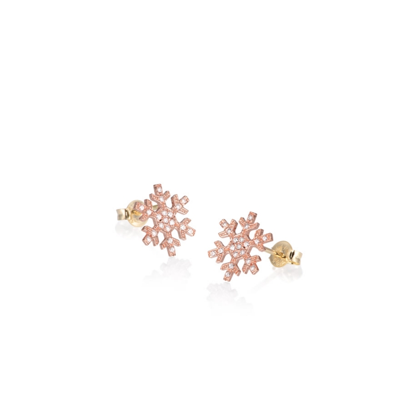 Yukinohana pendant & earring Set (S) 14k Red gold CZ