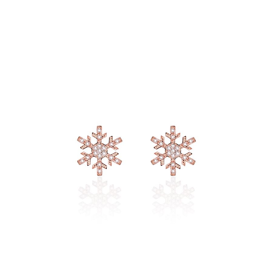 Yukinohana earring (S) 14k Red gold CZ