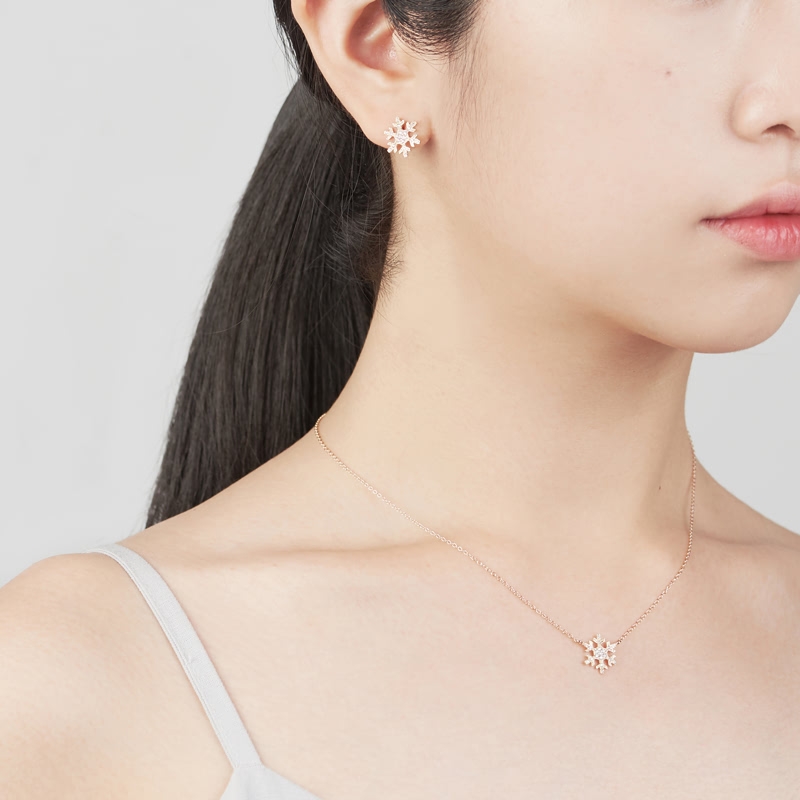 Yukinohana earring (S) 14k Red gold CZ