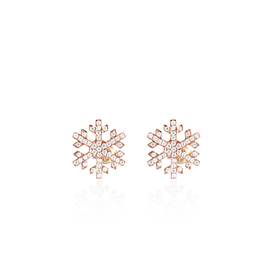 Yukinohana earring 14k Red gold pink CZ