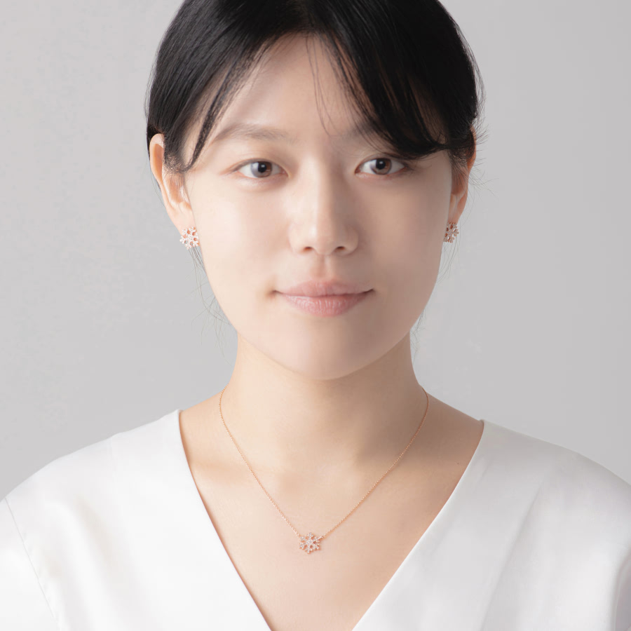 눈의 꽃 귀걸이 14k 레드골드 CZ