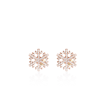 Yukinohana earring 14k Red gold pink CZ