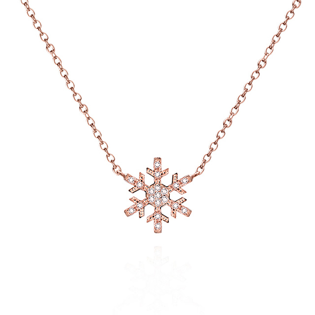 눈의 꽃 목걸이 (소) 14k 레드골드 CZ