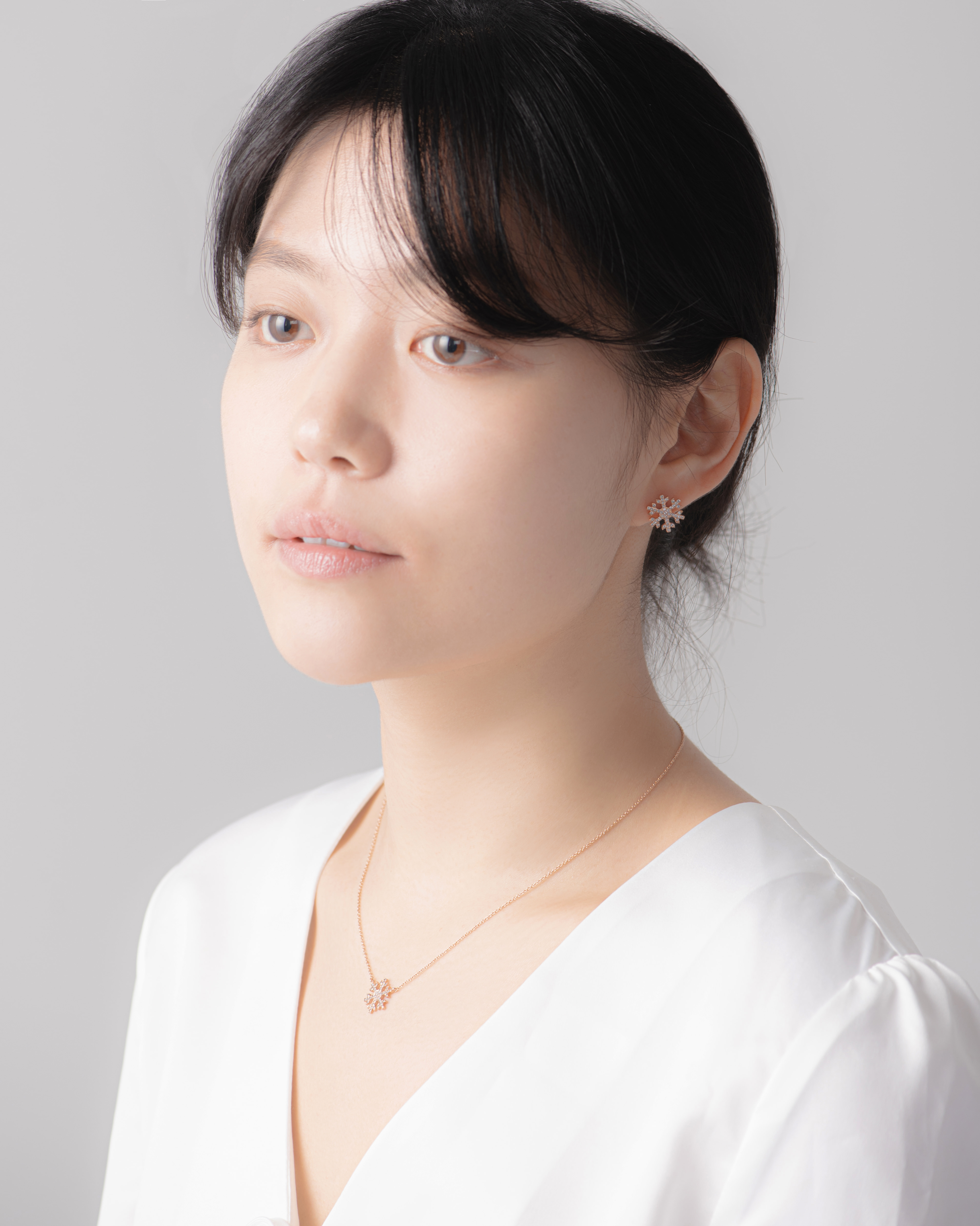 눈의 꽃 목걸이 14k 레드골드 CZ
