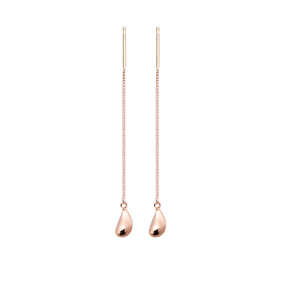 Dewdrop chain drop earring (S) 14k red gold