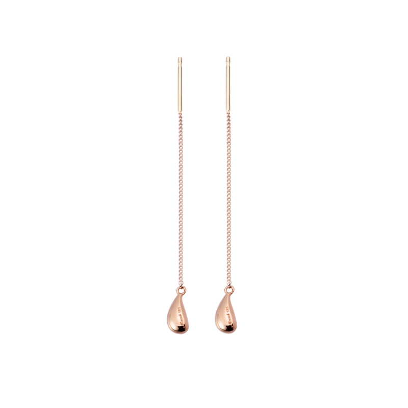 Dewdrop chain drop earring (S) 14k red gold