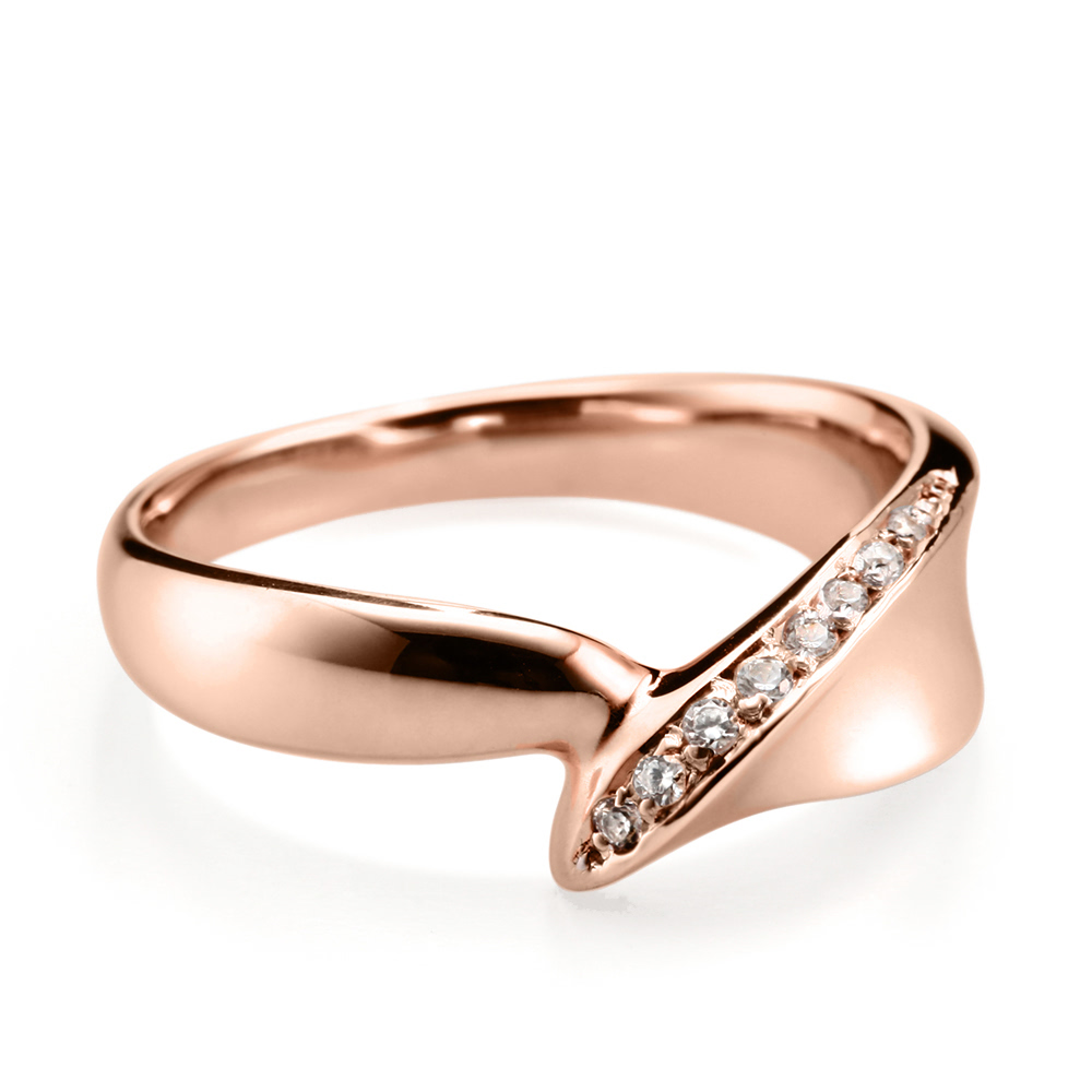 잎 반지 (중) 14k 레드골드 CZ